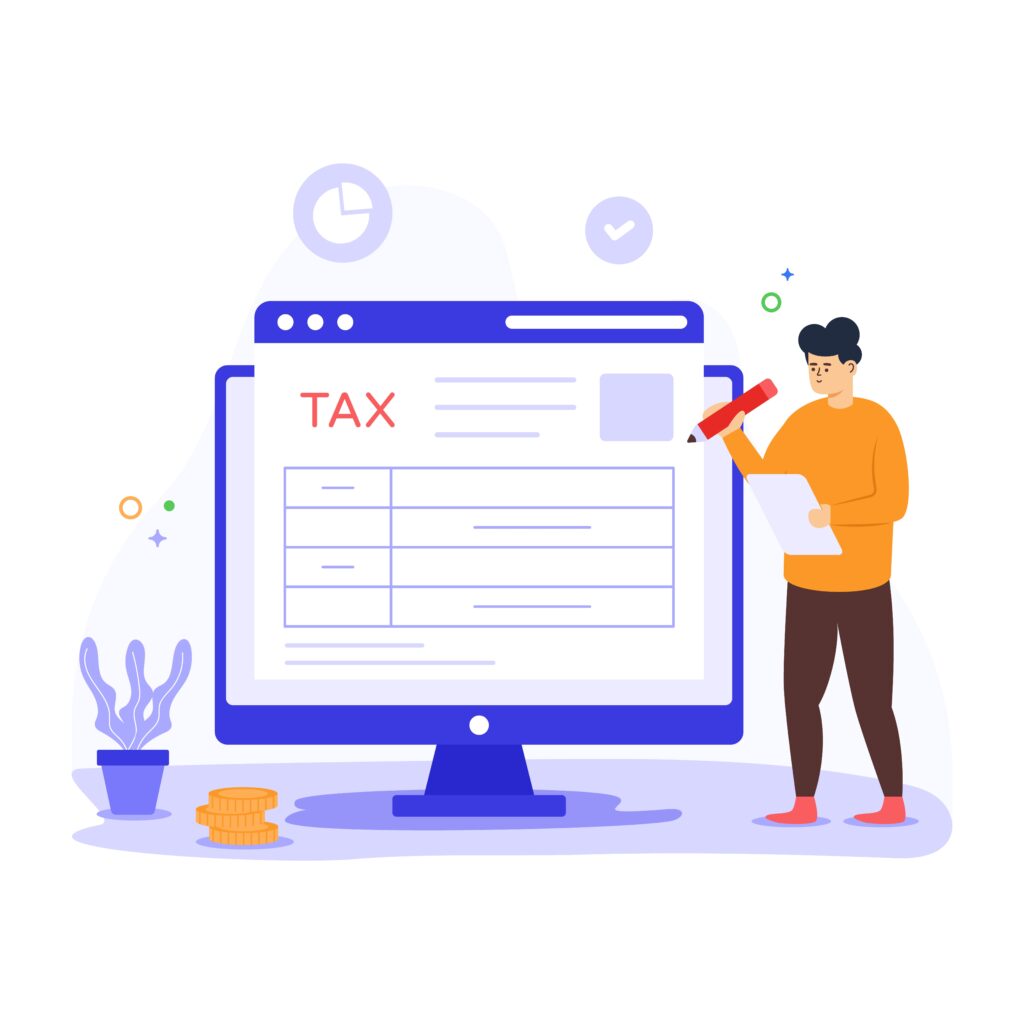 Image of man using Tax Software